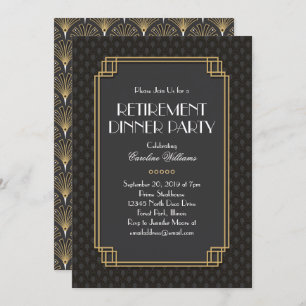 Elegant Fans Art Deco Retirement Party Invitation