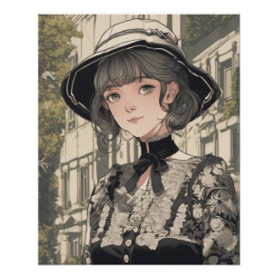 Elegant Fantasy Apparel - Stylish Anime LBD AI Poster