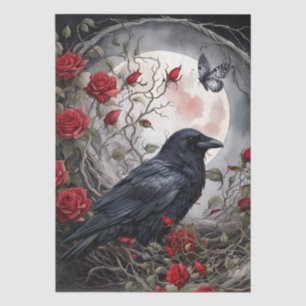 Elegant Fantasy Moon, Raven & Red Roses  Tissue Paper