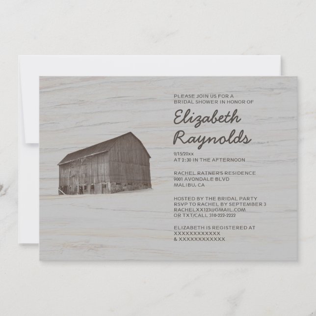 Elegant Farm Bridal Shower Invitations (Front)