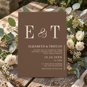 Elegant Farmhouse Brown Minimalist Wedding Invitation