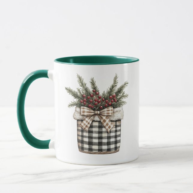 Elegant Farmhouse Country Christmas Personalised Mug (Left)