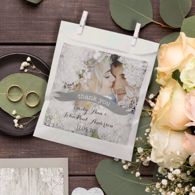 Elegant Farmhouse Lace Thank You Favour Bags (Creator Uploaded)