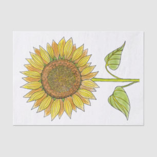 Elegant Farmhouse Watercolor Sunflower Decoupage Tissue Paper