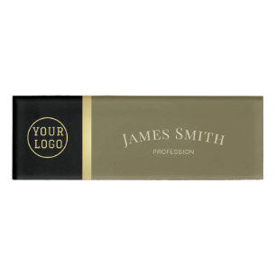 Elegant Fashion Colour Loden Green And Black: Logo Name Tag