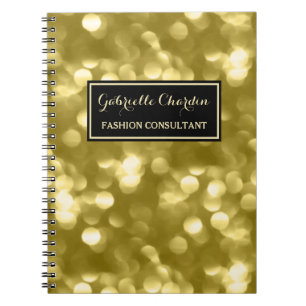 Elegant Fashion Consultant Glamourous Gold Bokeh Spiral Notebook