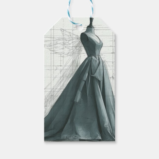 Elegant Fashion Gift Tags – Perfume & Gown  (Front)