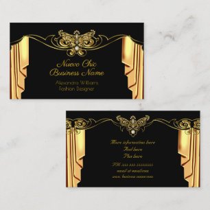 Elegant Fashion Gold Black Drapes Diamonds Business Card
