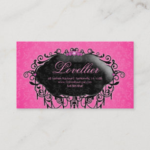 Elegant Fashion Jewellery Pink Black Damask Business Card