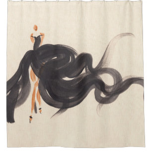 Elegant Fashion: Watercolor Lady Shower Curtain