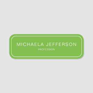 Elegant Fashionable Apple Green White Professional Name Tag