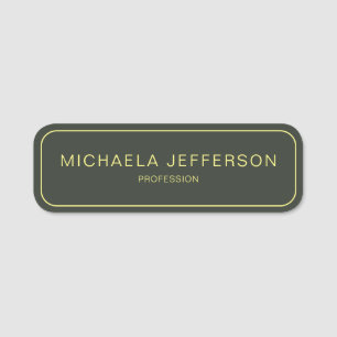 Elegant Fashionable Moss Dark Green Professional Name Tag