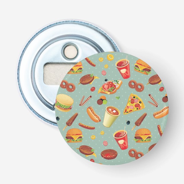 Elegant Fast Food Pattern Bottle Opener (Front)