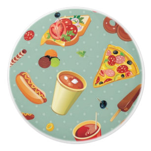 Elegant Fast Food Pattern Ceramic Knob