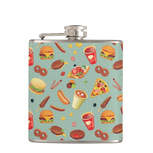Elegant Fast Food Pattern Hip Flask (Front)