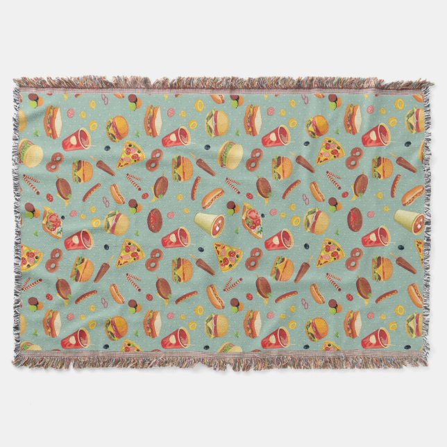 Elegant Fast Food Pattern Throw Blanket (Front)