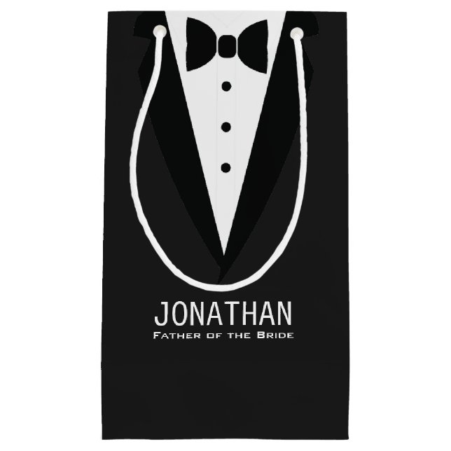 Elegant Father of the Bride Wedding Tuxedo Small Gift Bag (Front)