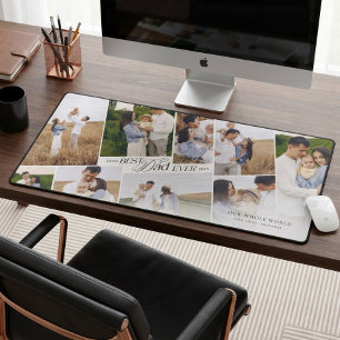 Elegant Fathers Day Best Dad Ever Photo Collage Desk Mat