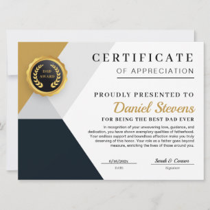 Elegant Father's Day Certificate Card