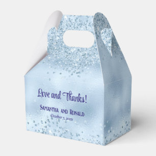 Elegant Faux Baby Blue Glitter and Foil Wedding Favour Box