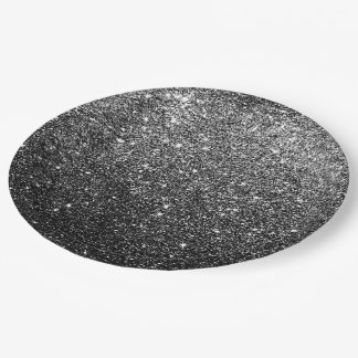 Elegant Faux Black Glitter Paper Plate