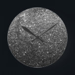 Elegant Faux Black Glitter Round Clock<br><div class="desc">Elegant Faux Black Glitter</div>