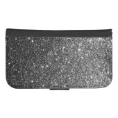 Elegant Faux Black Glitter Samsung Galaxy Wallet Case (Front (Horizontal))