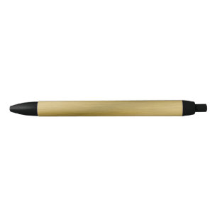Elegant Faux Brushed Gold Artwork Black Ink Pen