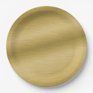 Elegant Faux Brushed Gold  Artwork Paper Plate