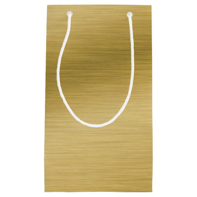 Elegant Faux Brushed Gold  Artwork Small Gift Bag (Front)