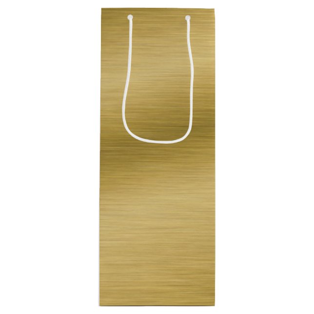 Elegant Faux Brushed Gold  Artwork Wine Gift Bag (Front)