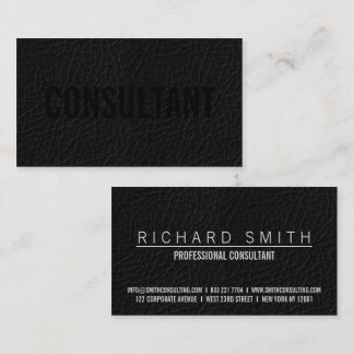 Elegant faux chic black leather professional plain business card