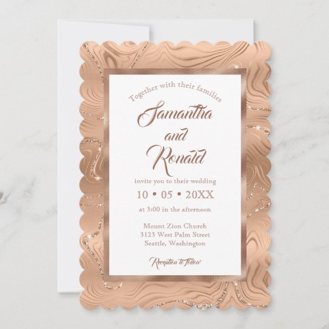 Elegant Faux Copper Foil Wedding Invitation (Front)