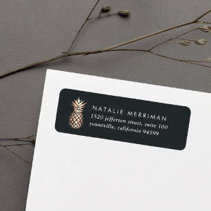 Elegant Faux Copper Pineapple Return Address