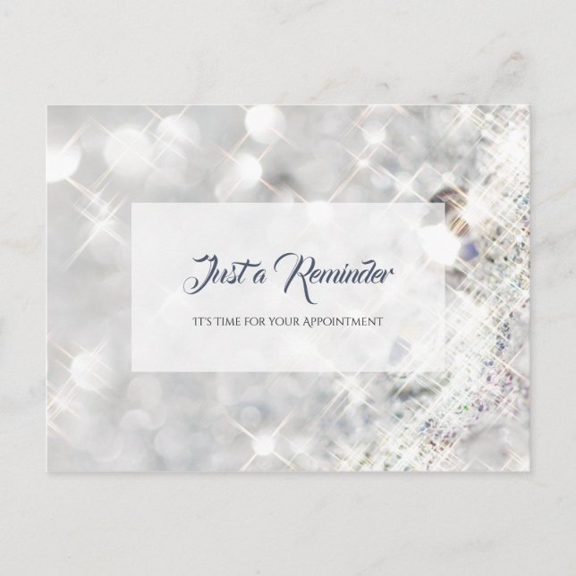 Elegant FAUX Diamond Glitter Sparkle Appointment Postcard (Front)