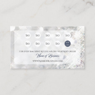 Elegant FAUX Diamond Glitter Sparkle Punch Loyalty Card