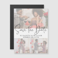 Elegant Faux Effect Overlay 3 Photo Save The Date