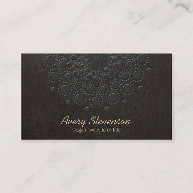 Elegant Faux Embossed Black Linen Look Business Card (Front)