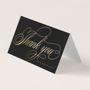 Elegant Faux Foil Calligraphy Thank You Card