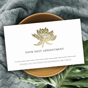 ELEGANT FAUX FOIL GOLD LOTUS FLORAL APPOINTMENT BUSINESS CARD