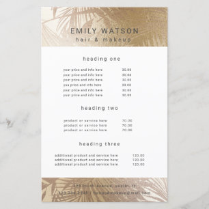 elegant faux foil gold salon price list