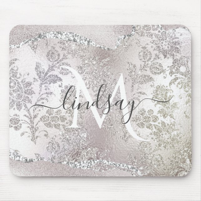 Elegant Faux Foil Monogram Mouse Pad (Front)