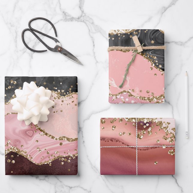 elegant faux glitter agate pattern Wrapping Paper  (Front)