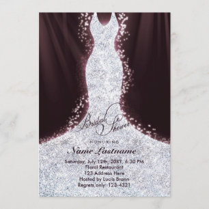 Elegant Faux Glitter Dress Bridal Shower Invite