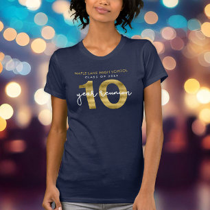 Elegant Faux Gold 10 Year Class Reunion T-Shirt