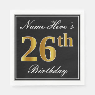 Elegant, Faux Gold 26th Birthday + Custom Name Napkin