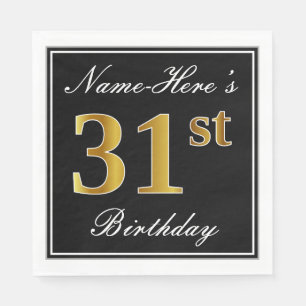 Elegant, Faux Gold 31st Birthday + Custom Name Napkin