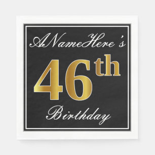 Elegant, Faux Gold 46th Birthday + Custom Name Napkin