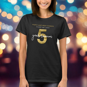 Elegant Faux Gold 5 Year Class Reunion T-Shirt