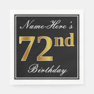 Elegant, Faux Gold 72nd Birthday + Custom Name Napkin